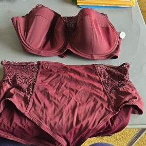 Adore Me Deep Red Lace Bra and Panty Set